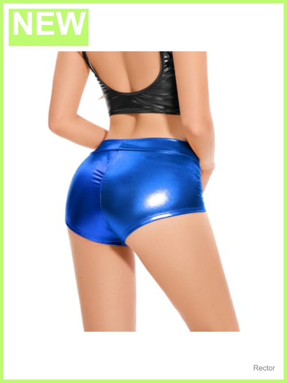Metallic Spandex Ruched Back Low Rise Booty Shorts Dance Rave Festival - Picture 3 of 4